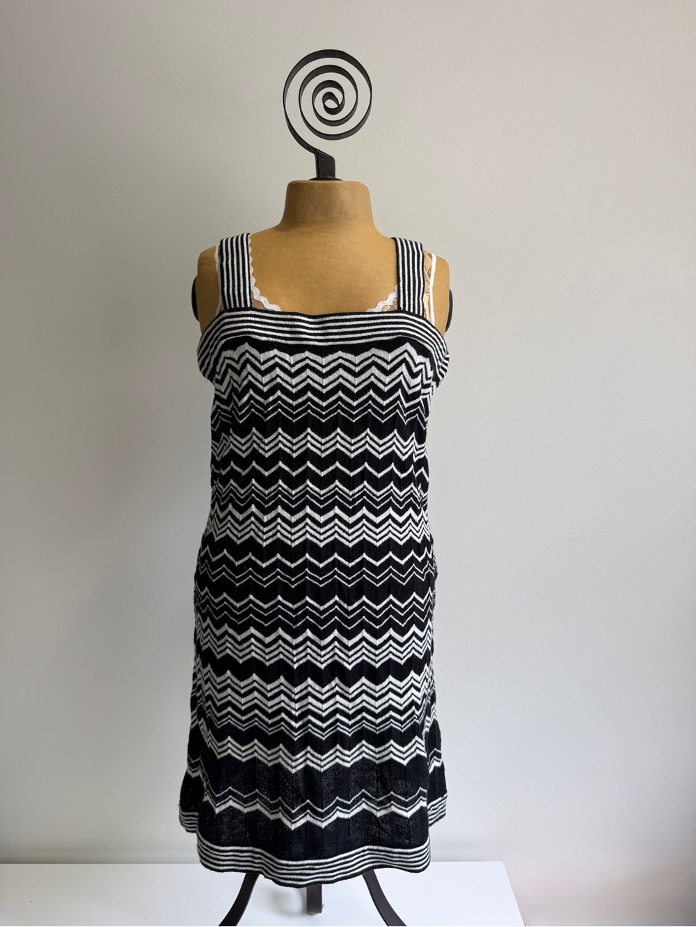 Missoni Black and White Zigzag Knit Dress XS